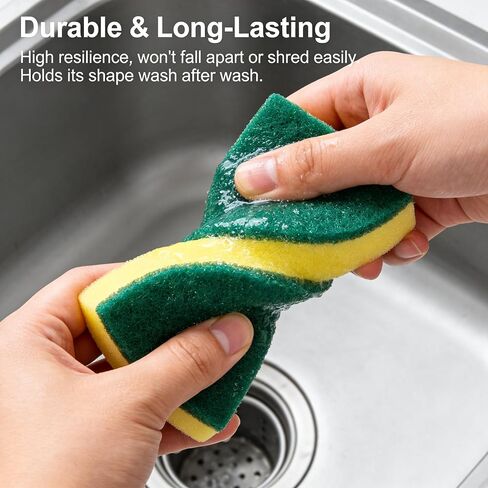 12Pcs Dish Sponge Scrubber, Kitchen Sponges for Cleaning, Sponge Scrub Cloth, Multi-Surface Safe Non-Scratch Dishwashing Sponge, Suitable for Dishes, Pots, Pans, Countertops and Bathroom Cleaning in Kuwait