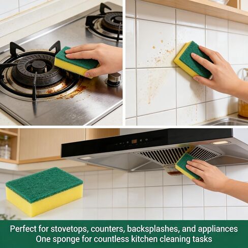 12Pcs Dish Sponge Scrubber, Kitchen Sponges for Cleaning, Sponge Scrub Cloth, Multi-Surface Safe Non-Scratch Dishwashing Sponge, Suitable for Dishes, Pots, Pans, Countertops and Bathroom Cleaning in Kuwait