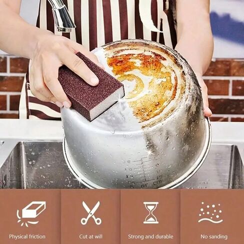 Diamond Sand Sponge Cleaner, a Tool for Removing Black Dirt and Stains from Stainless Steel pots and Pans in Kuwait