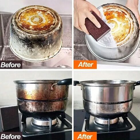 Diamond Sand Sponge Cleaner, a Tool for Removing Black Dirt and Stains from Stainless Steel pots and Pans in Kuwait