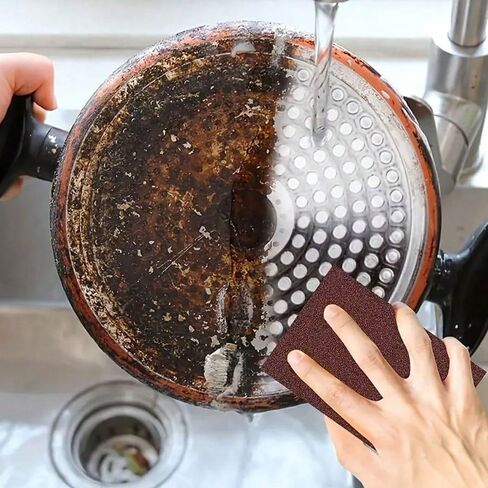 Diamond Sand Sponge Cleaner, a Tool for Removing Black Dirt and Stains from Stainless Steel pots and Pans in Kuwait