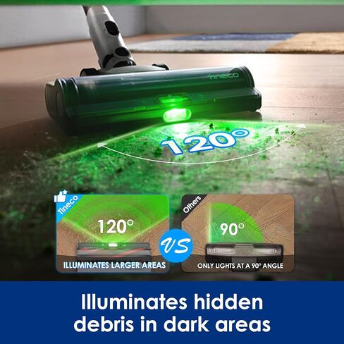 فرشاة طاقة Tineco 3DSense لـ Pure ONE A50S، كشف ذكي للأوساخ واكتشاف الحواف، مصباح أمامي LED أخضر بزاوية واسعة 120 درجة، ZeroTangle، مناسب للأرضيات الصلبة in Kuwait