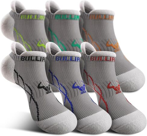 BULLIANT Men Running Socks-Active Ankle Socks 6Pairs Nylon Mixed Compression-Cushinoed Sole Arch Support in Kuwait