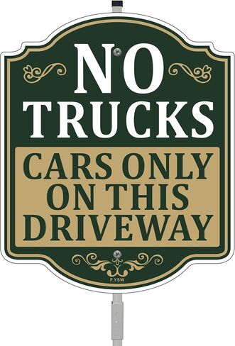 No Trucks Allowed Cars Only On This Driveway Sign Private Notice for Parking Lots Road 12" x 10" With 35" Long Metal Stake Stand Aluminum Outdoor Use Yard Business Home in Kuwait