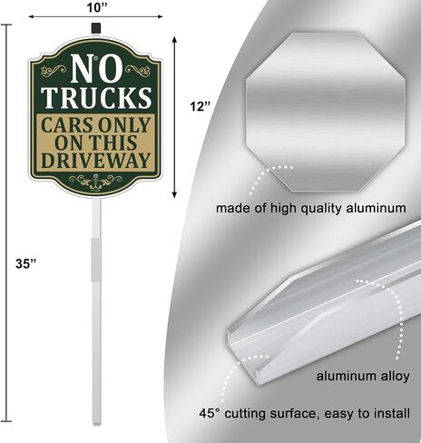No Trucks Allowed Cars Only On This Driveway Sign Private Notice for Parking Lots Road 12" x 10" With 35" Long Metal Stake Stand Aluminum Outdoor Use Yard Business Home in Kuwait