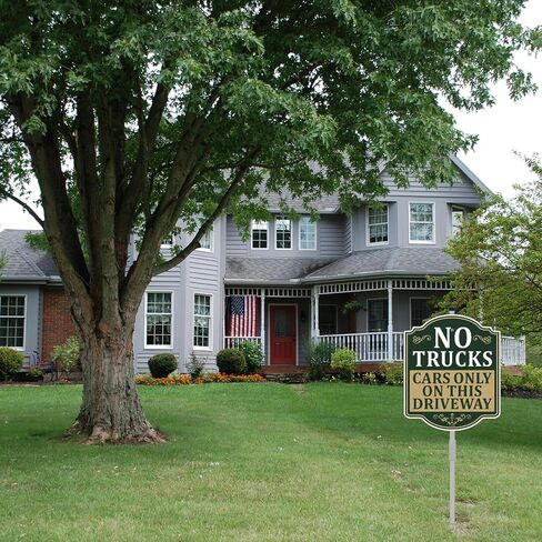 No Trucks Allowed Cars Only On This Driveway Sign Private Notice for Parking Lots Road 12" x 10" With 35" Long Metal Stake Stand Aluminum Outdoor Use Yard Business Home in Kuwait