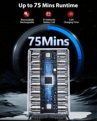 Cordless Vacuum, 75Min Runtime, 55KPa Suction，Built-in Battery in Kuwait