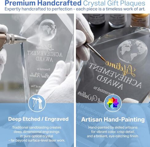 جائزة الإنجاز مدى الحياة Crystal Engrav المخصصة، مخصصة مع اسم المستلم ورسالة الجائزة، جائزة تقدير الشركة الفريدة من نوعها من Crystal (M - 8.5") in Kuwait