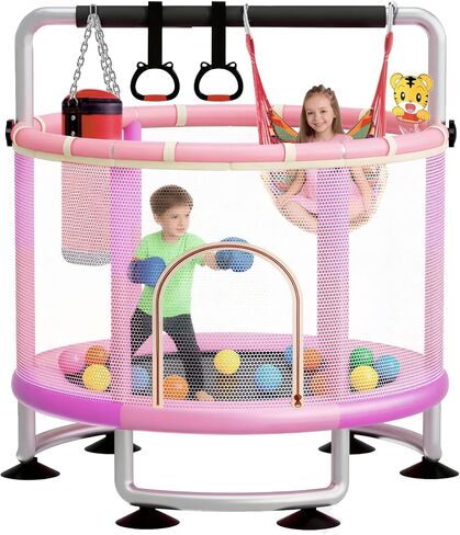 60" Toddler Trampoline for Kids,5FT Kids Trampoline for Toddlers 1-3,Upgrade Adjustable Kids Trampoline Indoor Outdoor,Mini Trampoline for Kids 2-5,500lbs Baby Small Trampoline with Net and Swing in Kuwait