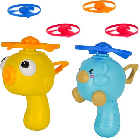 Outdoor Flying Disc Launcher Toys Set Pull-String Launchers Flying Toys for Summer Fun in Kuwait