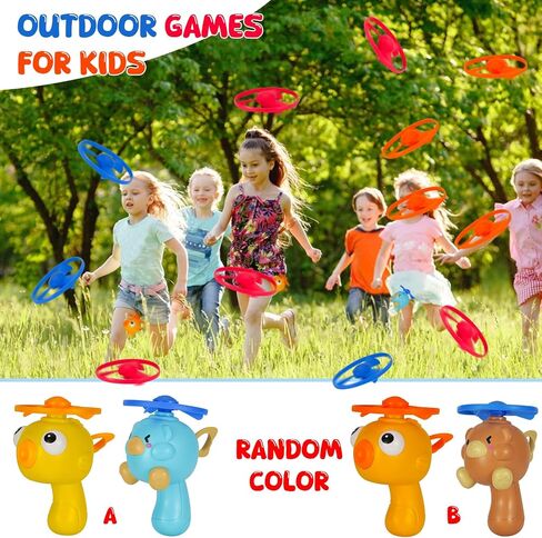 Outdoor Flying Disc Launcher Toys Set Pull-String Launchers Flying Toys for Summer Fun in Kuwait