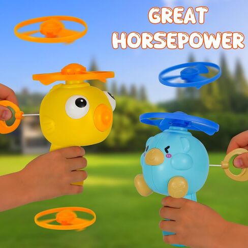 Outdoor Flying Disc Launcher Toys Set Pull-String Launchers Flying Toys for Summer Fun in Kuwait