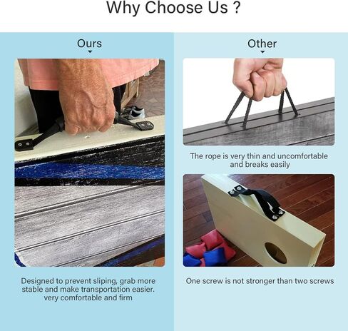 Cornhole Board Handles (2 Pack) - Carrying Handles with Comfortable Rubber Grip - Easy Install Hardware Included - Replacement Strap Handle for Kayak, Box, & DIY Projects in Kuwait