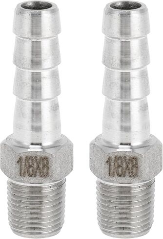 Stainless Steel Barb Fittings, 5/16" Barb 1/8 BSPT Male Hose Barb Tubing Connector for Air Water Oil Gas Fuel, 2 Pcs in Kuwait
