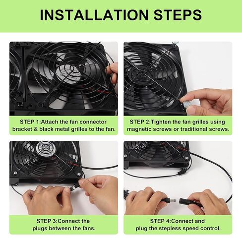 4x140mm 560mm 22.05inch Upgraded Adjustable Speed Computer PC Vent Cooling Fans with Magnetic Screw Kits for Cabinet, Server, Mining Rig, Chicken Coop and More in Kuwait