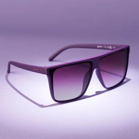 goodr Keeping a High Profile Polarized Sunglasses for Men & Women, Large Sized (FLG), Dark Purple Solid Frame with Purple Lens in Kuwait