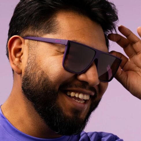 goodr Keeping a High Profile Polarized Sunglasses for Men & Women, Large Sized (FLG), Dark Purple Solid Frame with Purple Lens in Kuwait