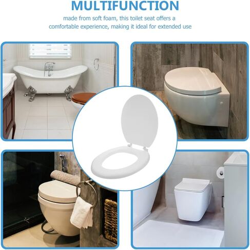Foam Toilet Seat Cover Lid Soft Slow-Close Elongated Design for Bathroom Extra Thick Foam Cushion for Comfort in Kuwait