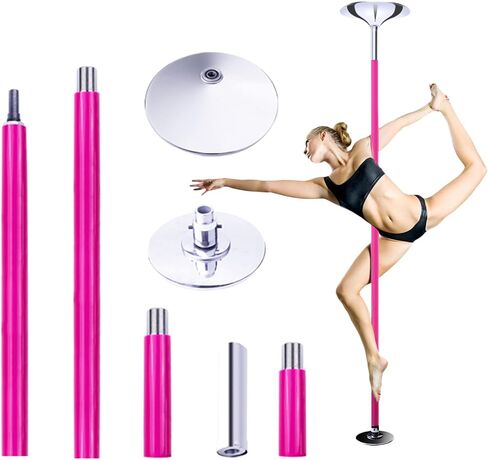Adjustable Height Spinning Pole Stripper Pole for Plus Size Women, Spinning Static Portable Dancing Pole, Pink Silicone Dance Pole for Home Bedroom Apartment Club, Heavy Duty Loads 200kg in Kuwait