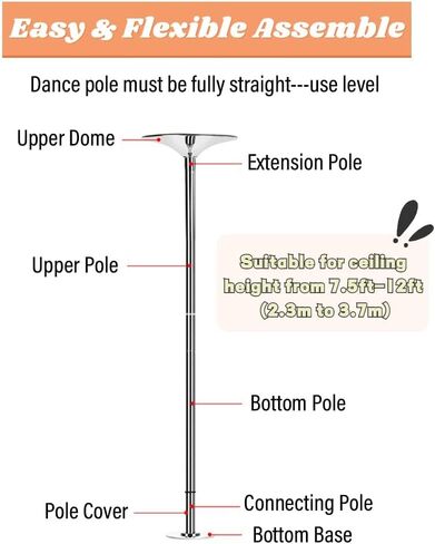 Adjustable Height Spinning Pole Stripper Pole for Plus Size Women, Spinning Static Portable Dancing Pole, Pink Silicone Dance Pole for Home Bedroom Apartment Club, Heavy Duty Loads 200kg in Kuwait