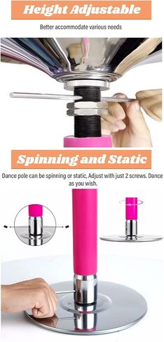 Adjustable Height Spinning Pole Stripper Pole for Plus Size Women, Spinning Static Portable Dancing Pole, Pink Silicone Dance Pole for Home Bedroom Apartment Club, Heavy Duty Loads 200kg in Kuwait