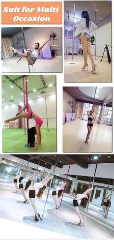 Adjustable Height Spinning Pole Stripper Pole for Plus Size Women, Spinning Static Portable Dancing Pole, Pink Silicone Dance Pole for Home Bedroom Apartment Club, Heavy Duty Loads 200kg in Kuwait