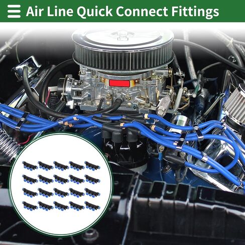 Push to Connect Air Fittings 1/4" Five Way Air Line Quick Connector Plastic 20 Pcs Blue Black in Kuwait