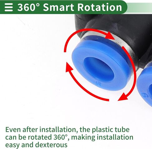 Push to Connect Air Fittings 1/4" Five Way Air Line Quick Connector Plastic 20 Pcs Blue Black in Kuwait