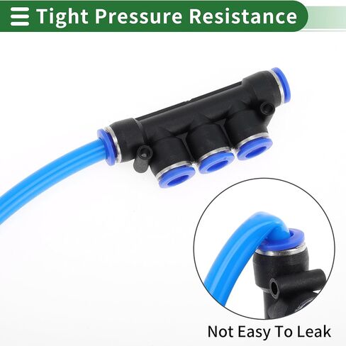 Push to Connect Air Fittings 1/4" Five Way Air Line Quick Connector Plastic 20 Pcs Blue Black in Kuwait
