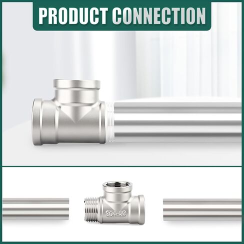 GORUGUCHI 2PCS 3/4 Inch NPT 304 Stainless Steel Tee Fitting, 3 Way Connector with 2 Female 1 Male Threads for Fuel/Air/Water/Gas/Oil in Kuwait