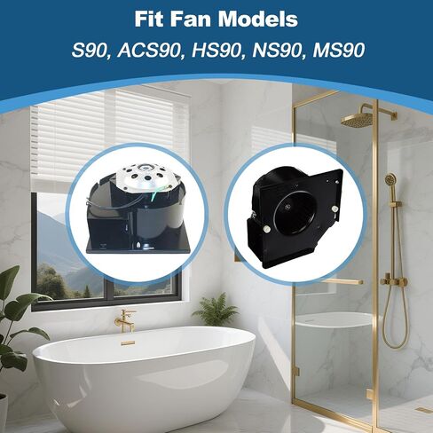 S99080273 99080273 Bathroom Fan Motor & Blower Wheel Kit with S99100412 Motor Mounting Rubbers, High Airflow Low Noise, Compatible with S90, ACS90, HS90, NS90, MS90 in Kuwait