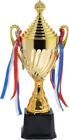 16inch Gold Champion Trophy Cup | Patriotic Red-White-Blue Bow Design | Premium Award for Sports Tournaments, Competitions & 1st Place Ceremonies in Kuwait