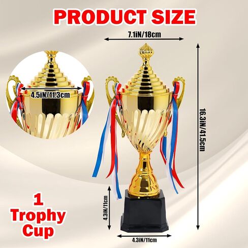 16inch Gold Champion Trophy Cup | Patriotic Red-White-Blue Bow Design | Premium Award for Sports Tournaments, Competitions & 1st Place Ceremonies in Kuwait