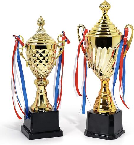 16inch Gold Champion Trophy Cup | Patriotic Red-White-Blue Bow Design | Premium Award for Sports Tournaments, Competitions & 1st Place Ceremonies in Kuwait