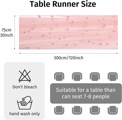 WELTRXE Pearl Table Runner Tulle 30x120 Inch 10FT Long, Pink Gauze Table Runners, Rustic Boho for Wedding Arch Birthday Party Bridal Veil Baby Shower Decorations in Kuwait