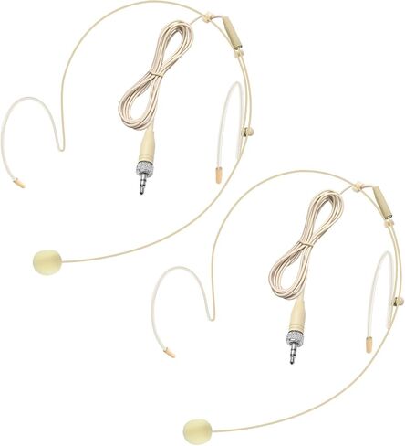 2 Pack Headset Microphone Double Over Ear Earset Hanging Condenser Hands-Free Omnidirectional Mic for Sennheiser 1.5m Cable and Windscreen,3.5mm Female Screw Plug in Kuwait