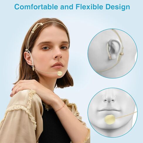 2 Pack Headset Microphone Double Over Ear Earset Hanging Condenser Hands-Free Omnidirectional Mic for Sennheiser 1.5m Cable and Windscreen,3.5mm Female Screw Plug in Kuwait