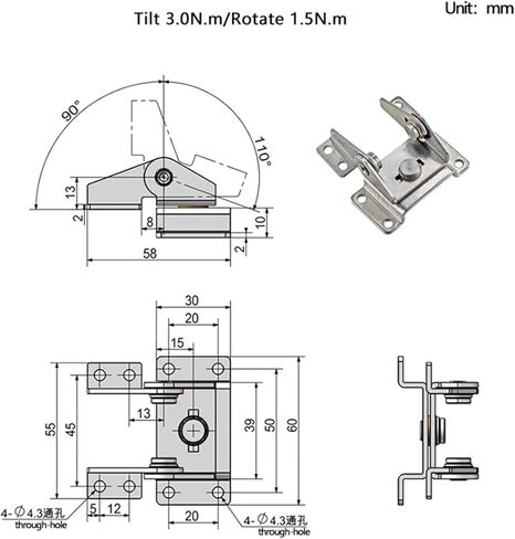 Dual Axis Stainless Steel Damping Hinge Can Rotate Freely Stop and Tilt 1Pcs in Kuwait