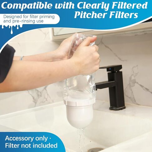 Hsei 2 Pack Reusable Priming Bag for Pitcher Filters, Compatible with Clearly Filtered Water Pitcher Replacement Filters, Food Grade PP, Reusable Pre Rinse Bag in Kuwait
