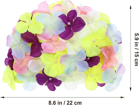 Swim Floral Petal Hat, Colorful Nylon Swim Cap, Women Stylish Bathing Swimming Cap Anti Skid Snorkeling Water Aerobics in Kuwait