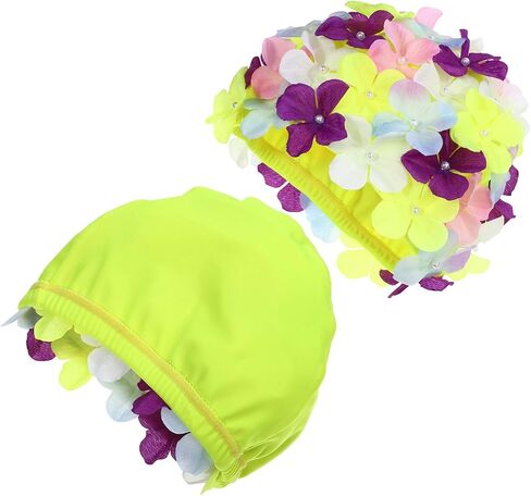Swim Floral Petal Hat, Colorful Nylon Swim Cap, Women Stylish Bathing Swimming Cap Anti Skid Snorkeling Water Aerobics in Kuwait