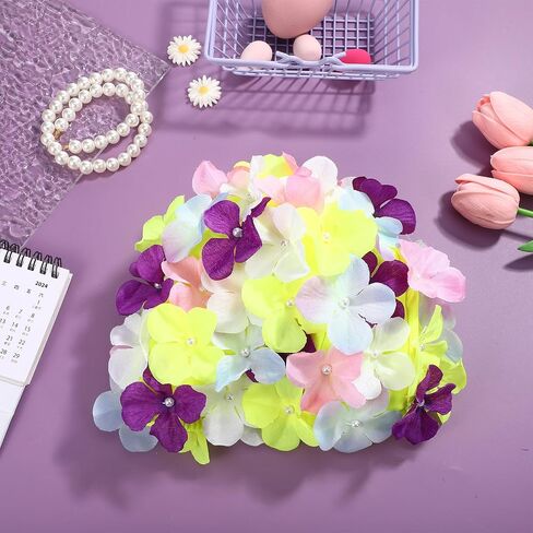 Swim Floral Petal Hat, Colorful Nylon Swim Cap, Women Stylish Bathing Swimming Cap Anti Skid Snorkeling Water Aerobics in Kuwait