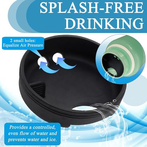 TiciKim 3 عبوات من السيليكون Splashguard لزجاجة Nalgene ذات فم واسع 32 أونصة - تناسب معظم زجاجات الفم مقاس 53 مم - واقي رذاذ واسع الفم لملحقات زجاجات مياه Nalgene (أسود) in Kuwait