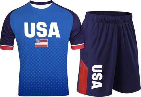PECHAR Fan Soccer Jersey for Men 2026 World Cup Soccer Jersey Flag 2 Piece Jersey Set Argentina, Mexico, USA in Kuwait