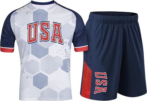 PECHAR Fan Soccer Jersey for Men 2026 World Cup Soccer Jersey Flag 2 Piece Jersey Set Argentina, Mexico, USA in Kuwait