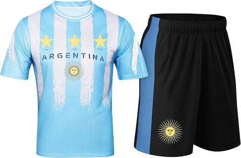 PECHAR Fan Soccer Jersey for Men 2026 World Cup Soccer Jersey Flag 2 Piece Jersey Set Argentina, Mexico, USA in Kuwait