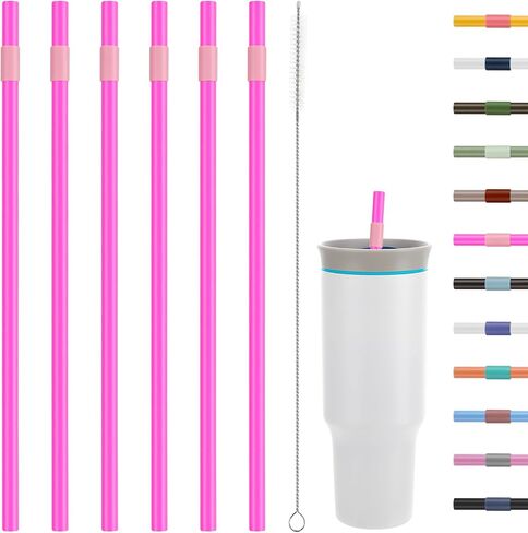 Replacement Straws Compatible with 40 oz Owala Travel Tumbler - Include 6 Pack Straws and 1 Pack Cleaning Brush (pink) in Kuwait