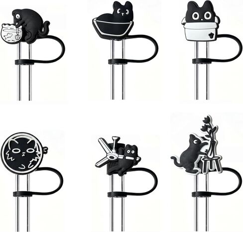 6Pcs Spooky Straw Covers for Stanley Cup, Halloween Straw Toppers | Skull Silicone Straw Cover Cap for Tumblers , Reusable Dust-Proof 10mm Straw Accessories for Halloween, Gothic Decor in Kuwait