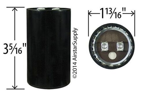 43-56 uF x 330 VAC - Dayton Grainger 6FLU5 Start Capacitor - BMI Replacement # 092A043B330BD4A - Made in The USA in Kuwait