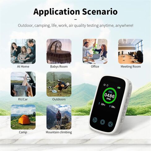 Rechargeable CO2 Alarm Travel/Camping Carbon Dioxide Warning With Temperature/Humidity Display Portable CO2 Meter in Kuwait